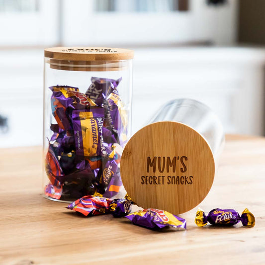 Personalised Snack Jar With Bamboo Lid Gift