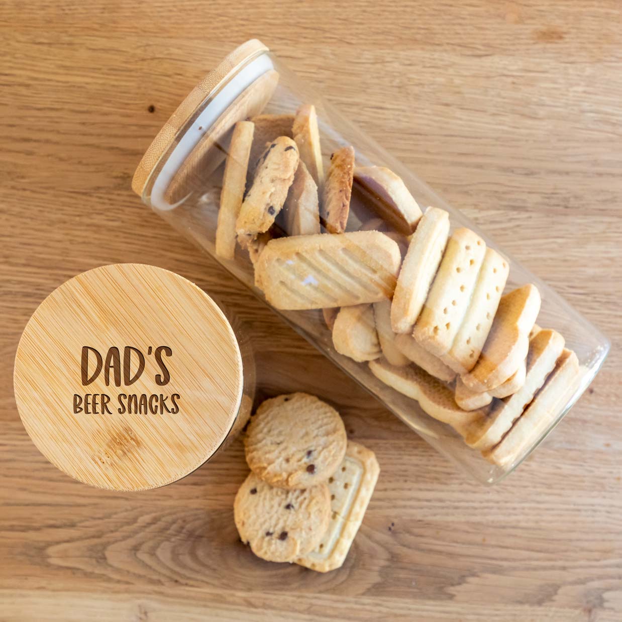 Personalised Snack Jar With Bamboo Lid Gift