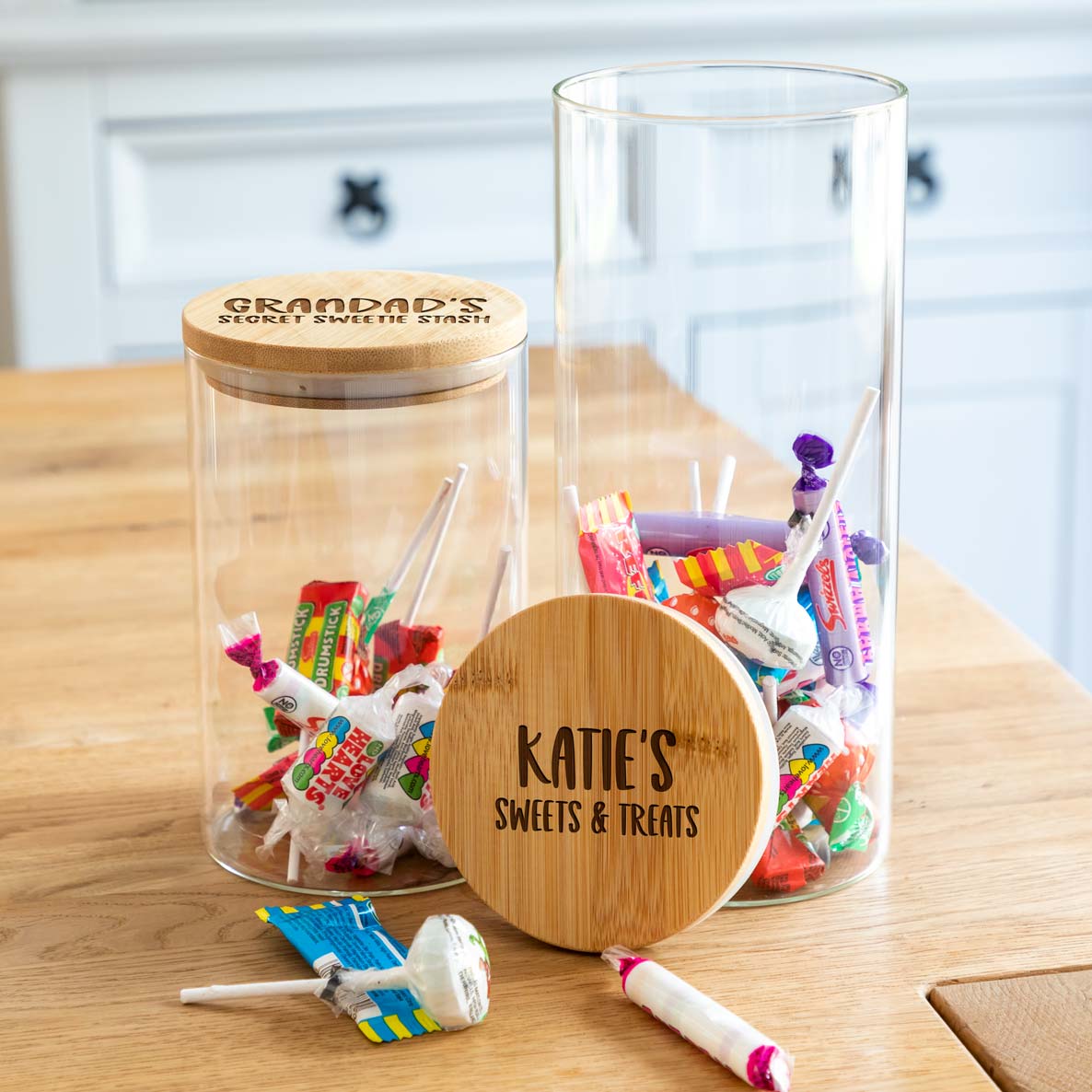 Personalised Snack Jar With Bamboo Lid Gift