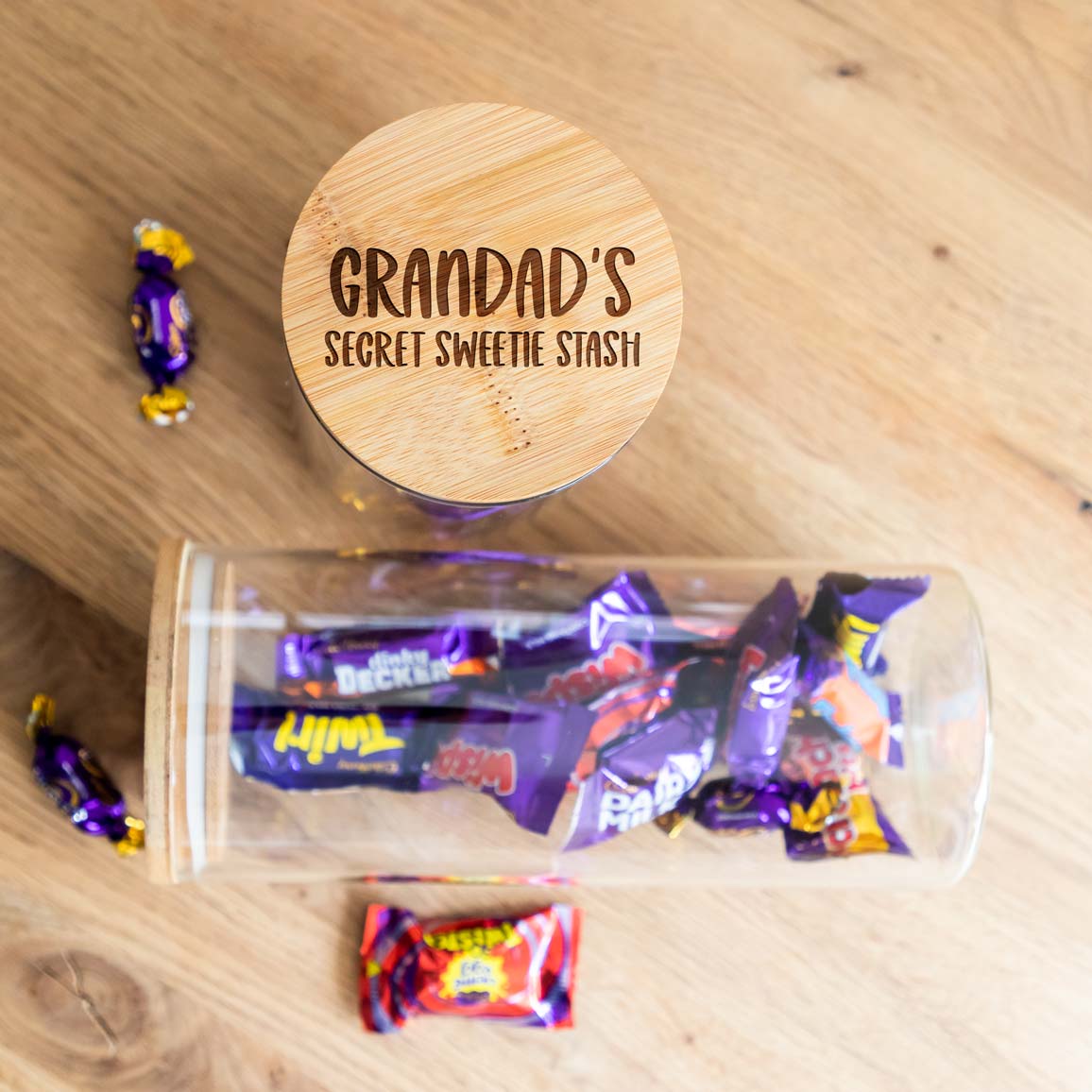 Personalised Snack Jar With Bamboo Lid Gift