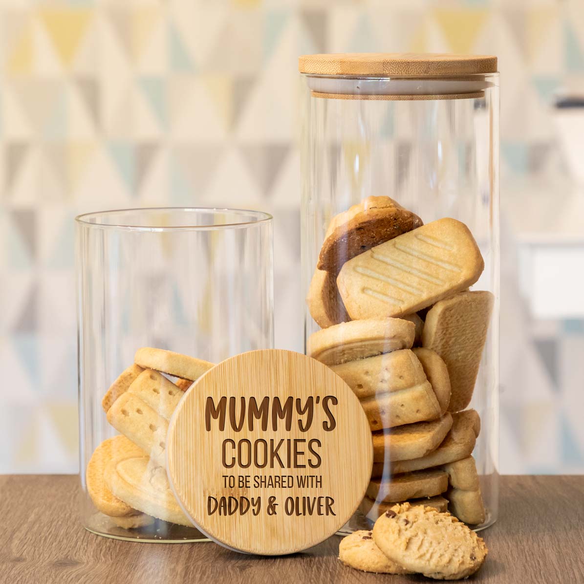 Personalised Cookie Jar With Bamboo Lid Gift