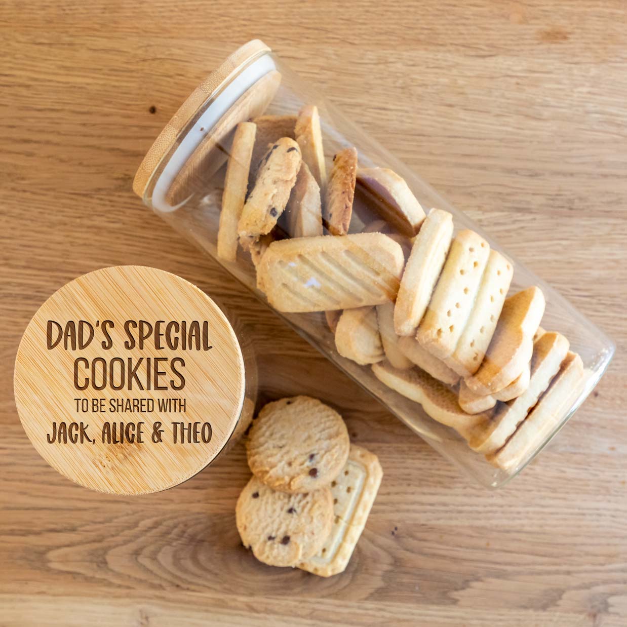 Personalised Cookie Jar With Bamboo Lid Gift