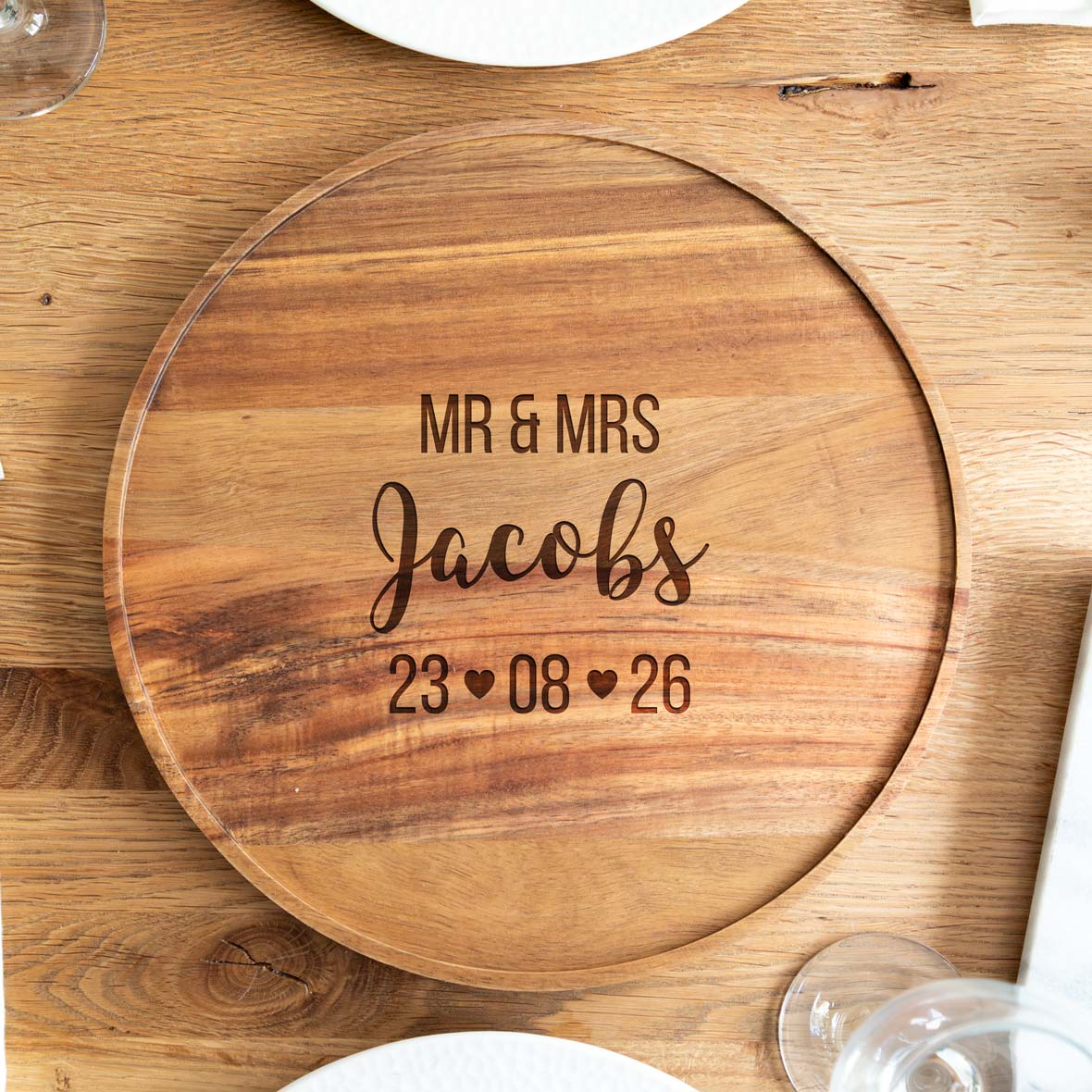 Personalised Wedding or Anniversary Serving Board Acacia Wood Gift