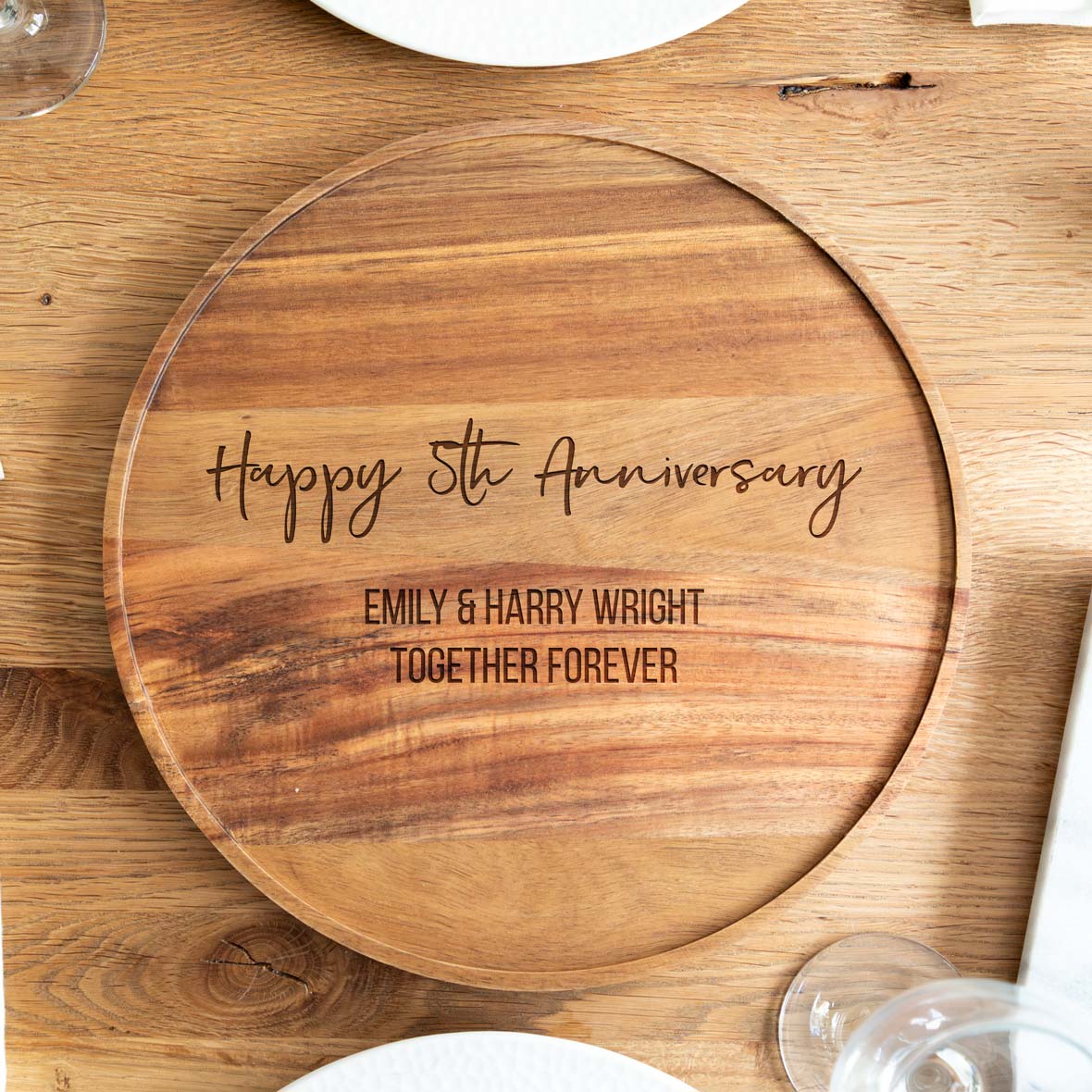 Personalised 5th Anniversary Gift Acacia Wood Serving Board