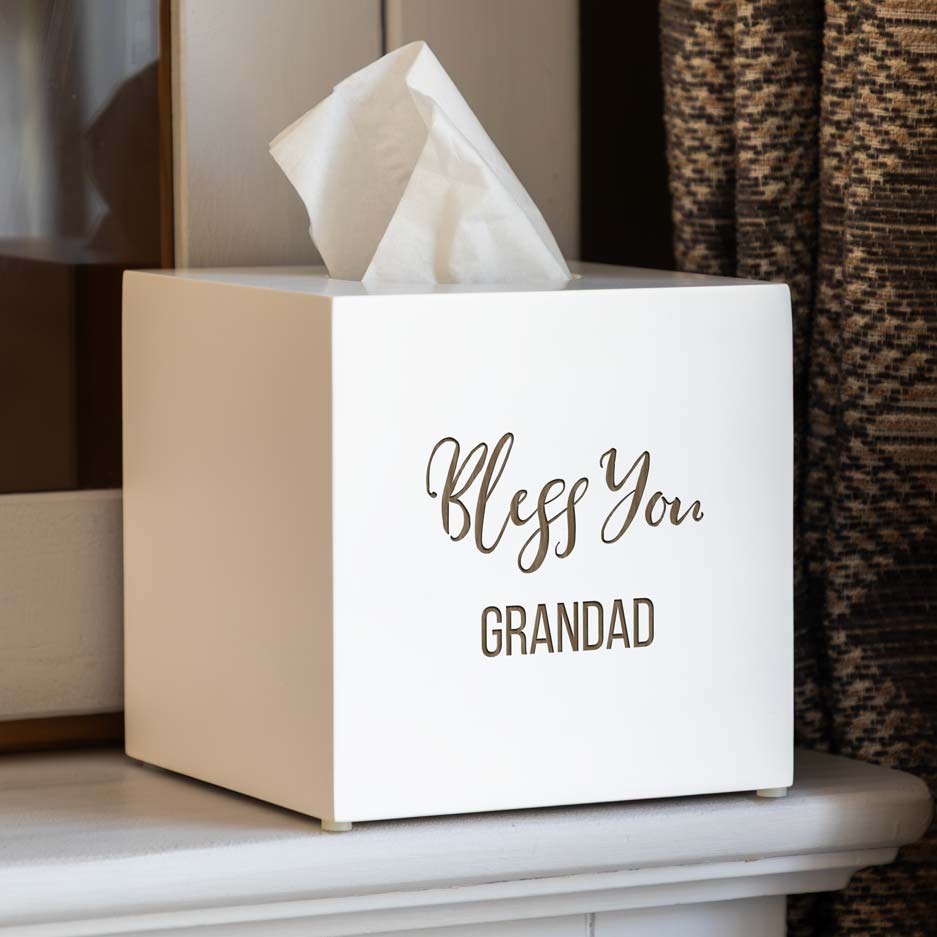 Personalised Tissue Box Holder Bless You