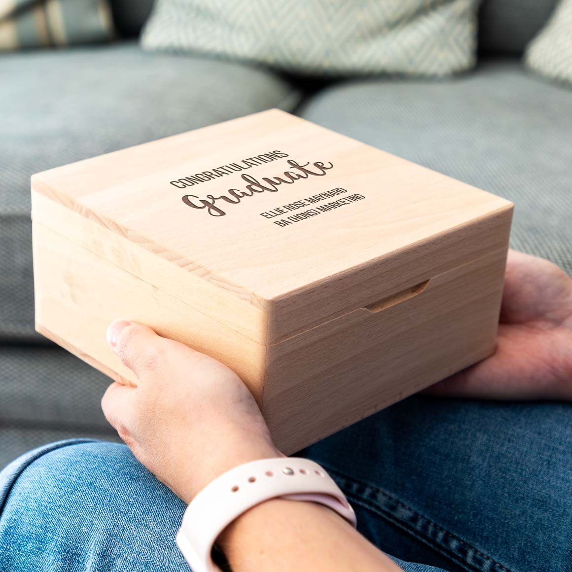 Personalised Congratulations Graduate Beech Keepsake Box Gift