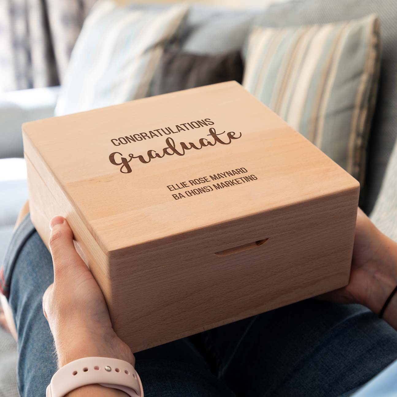 Personalised Congratulations Graduate Beech Keepsake Box Gift