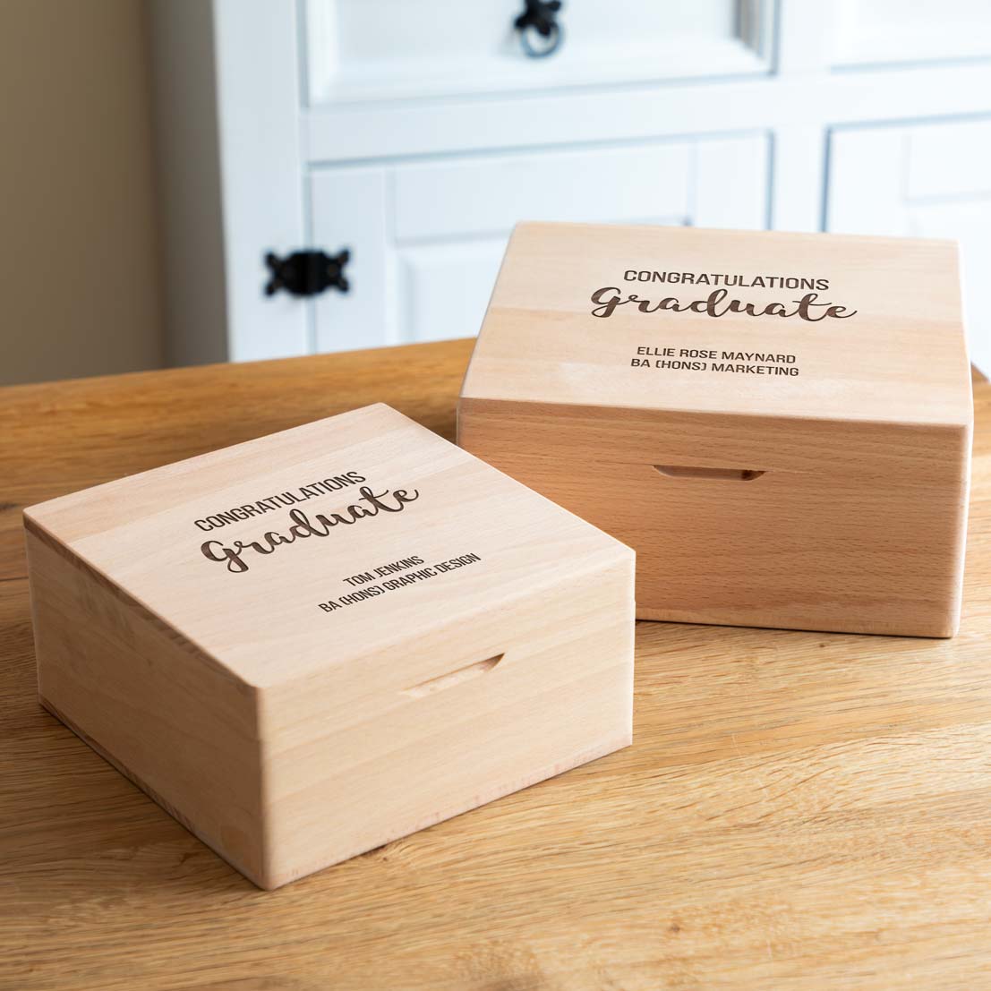 Personalised Congratulations Graduate Beech Keepsake Box Gift