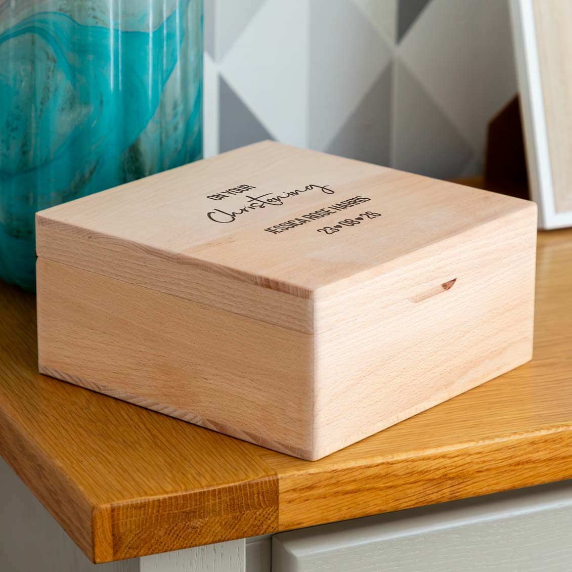 Personalised On Your Christening Baptism Naming Day Beech Keepsake Box Gift