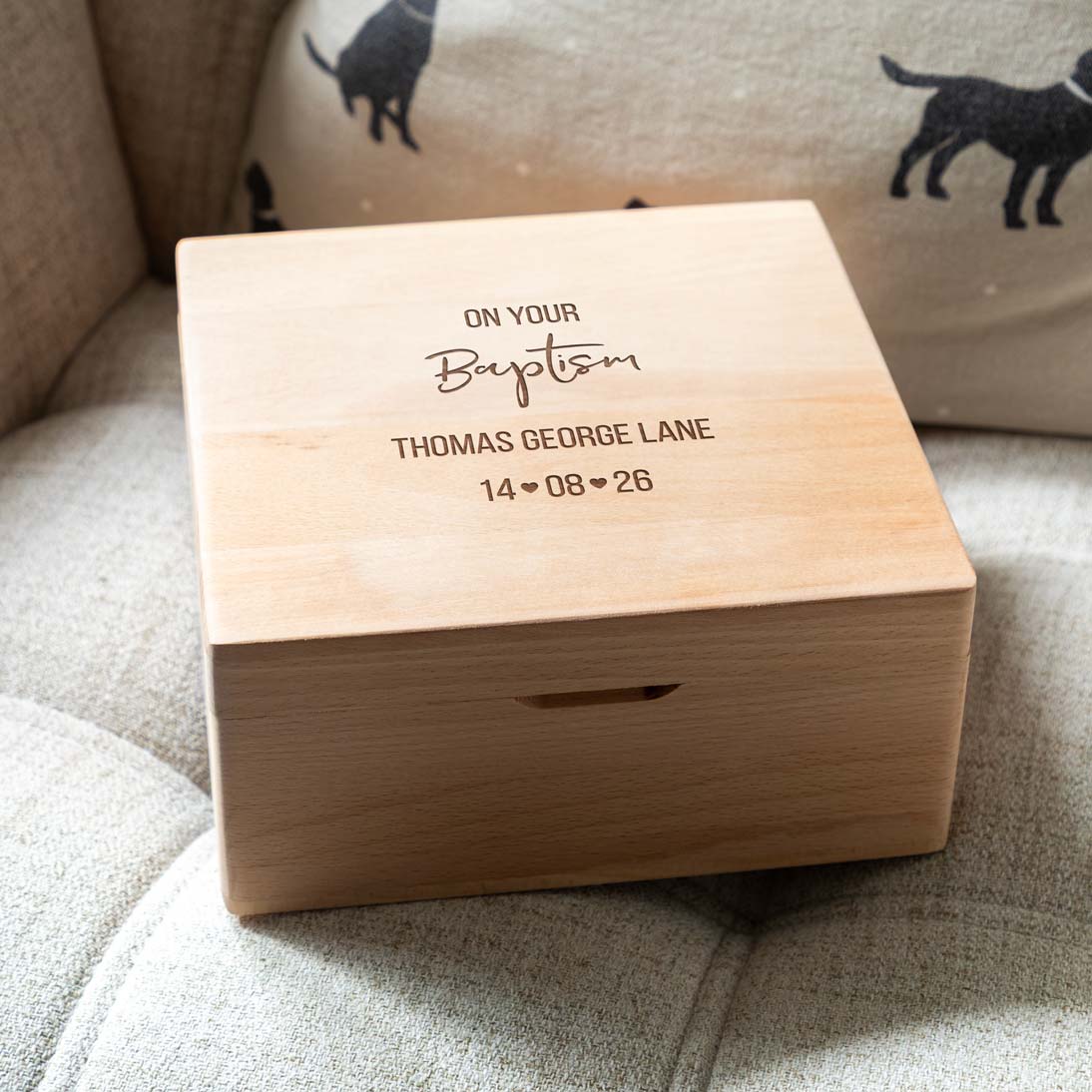 Personalised On Your Christening Baptism Naming Day Beech Keepsake Box Gift