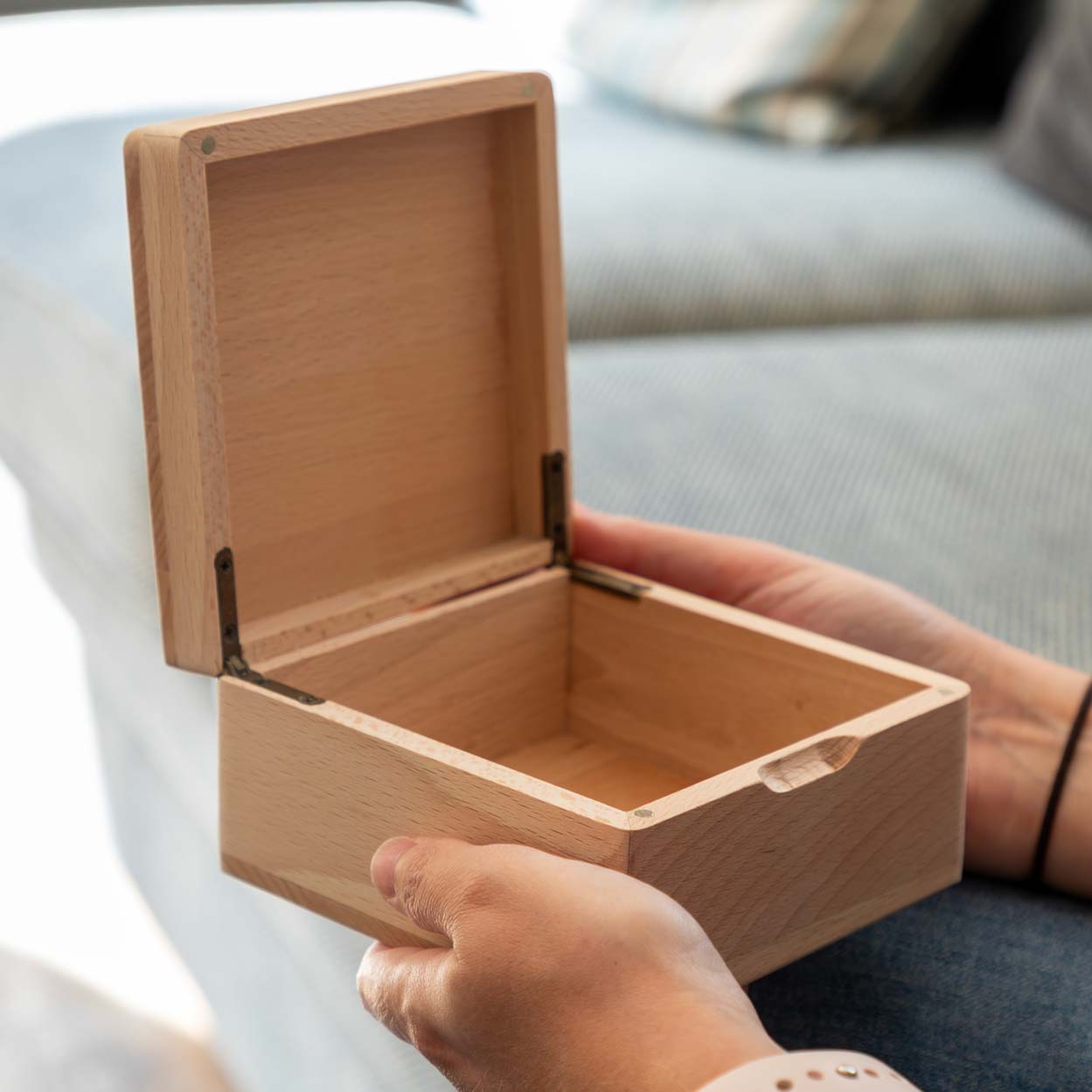Personalised Small Beech Square Storage Box For Memory Cards Usb Sticks Flash Drives Gift