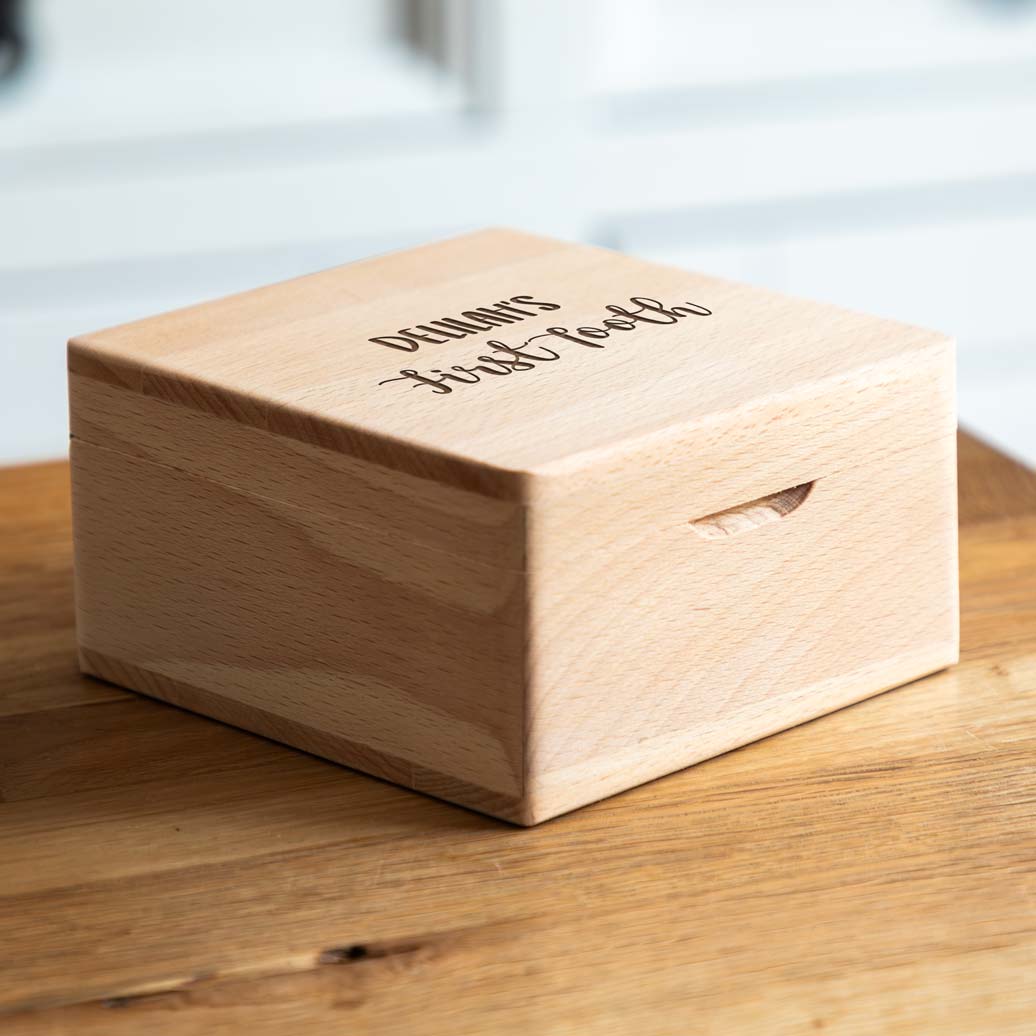 Personalised First Tooth Small Keepsake Box 12cm x 12cm New Baby Milestone Gift