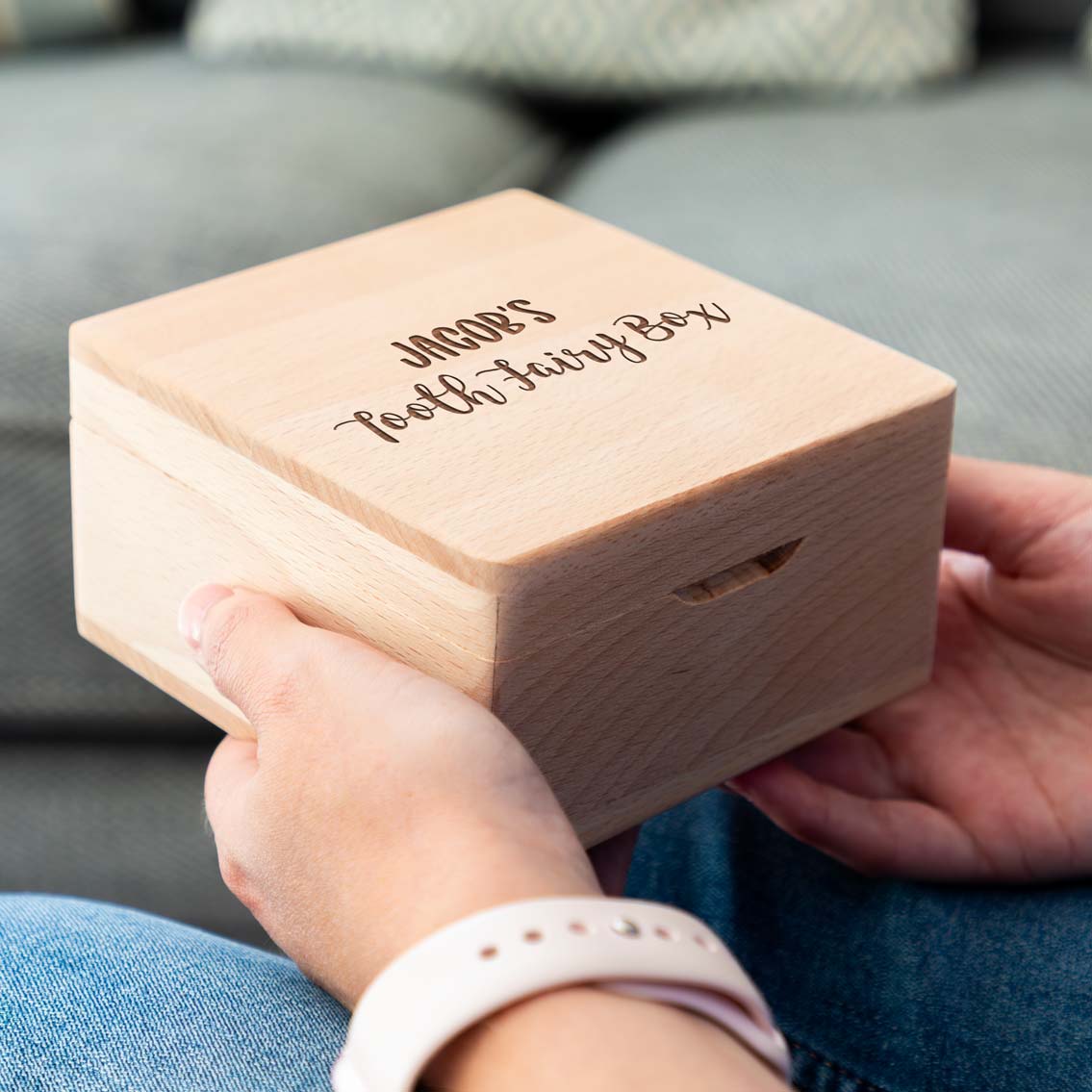 Personalised First Tooth Small Keepsake Box 12cm x 12cm New Baby Milestone Gift