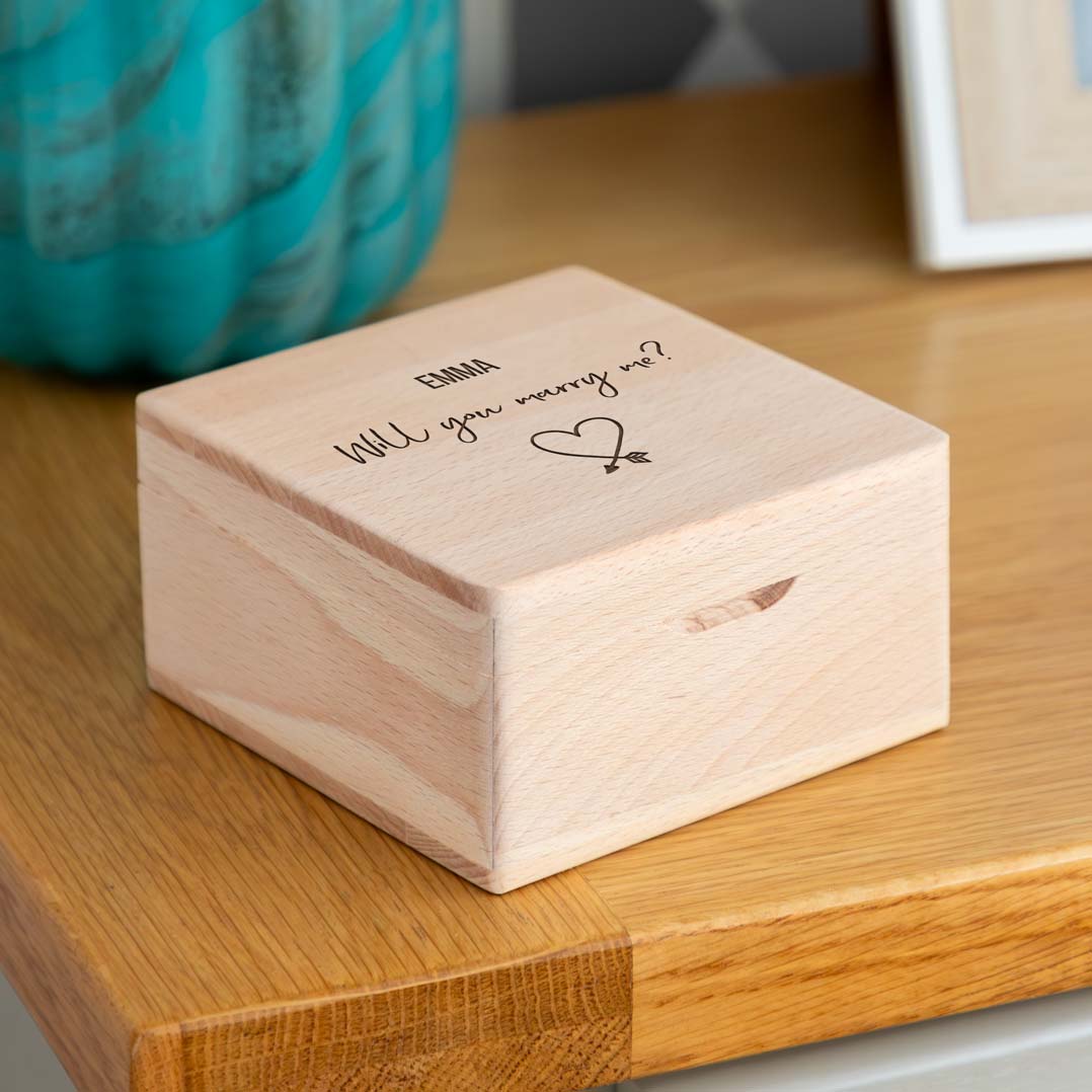 Personalised Will You Marry Me Proposal Ring Keepsake Box 12cm x 12cm