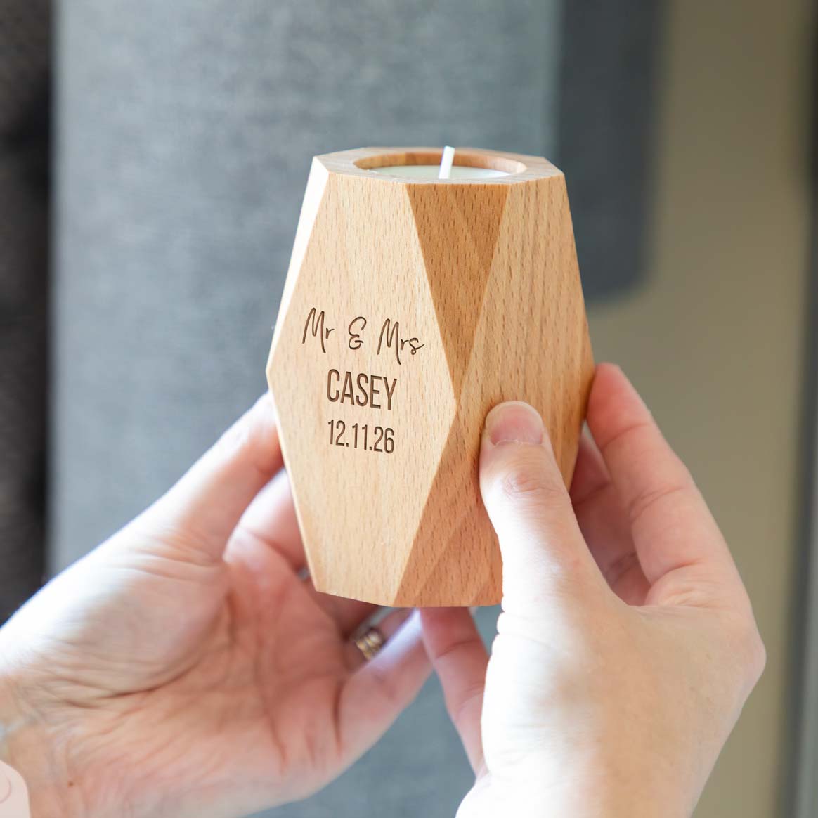 Personalised Geometric Candle Holder For Wedding or Anniversary Gift
