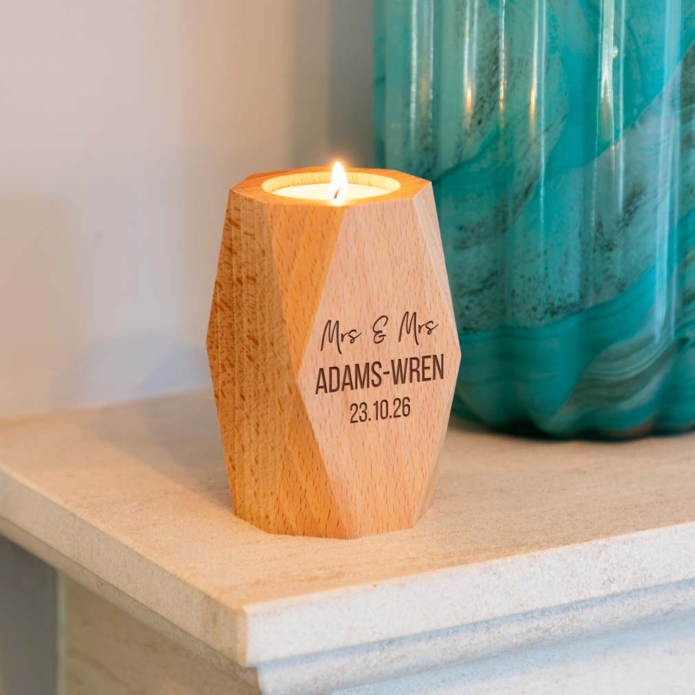 Personalised Geometric Candle Holder For Wedding or Anniversary Gift