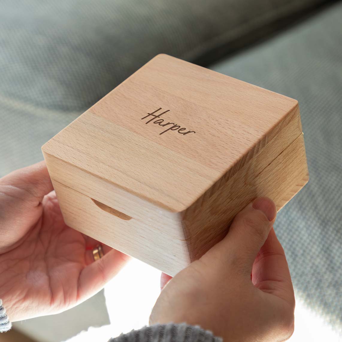 Personalised Small Wooden Jewellery Box 10cm x 10cm