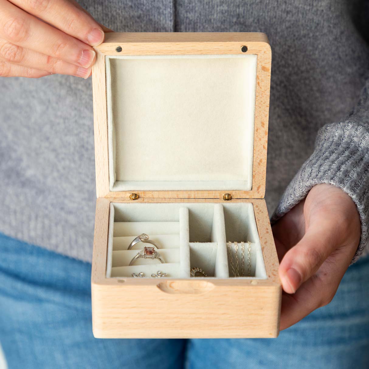 Personalised Small Wooden Jewellery Box 10cm x 10cm