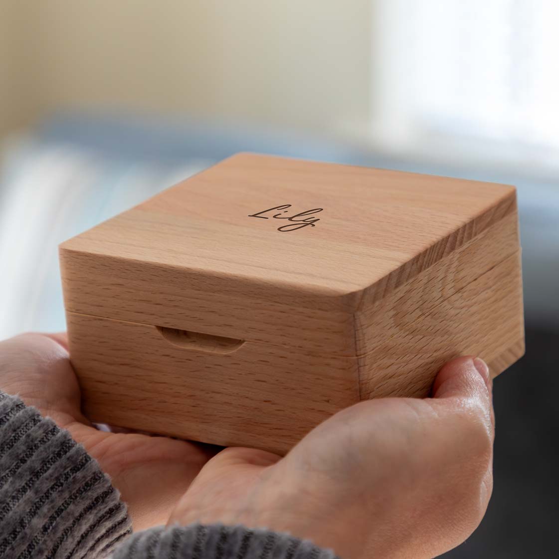 Personalised Small Wooden Jewellery Box 10cm x 10cm