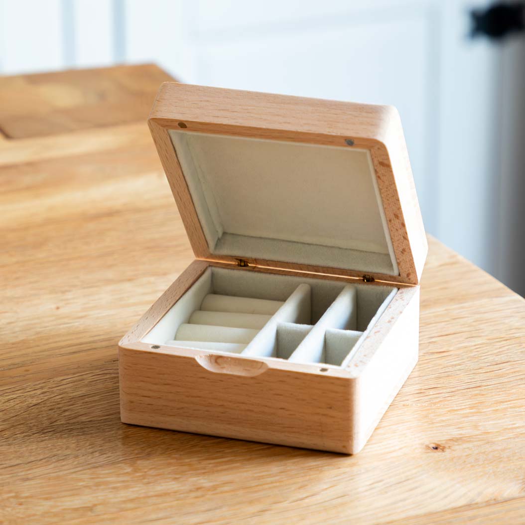 Personalised Geometric Floral Small Wooden Jewellery Box 10cm x 10cm