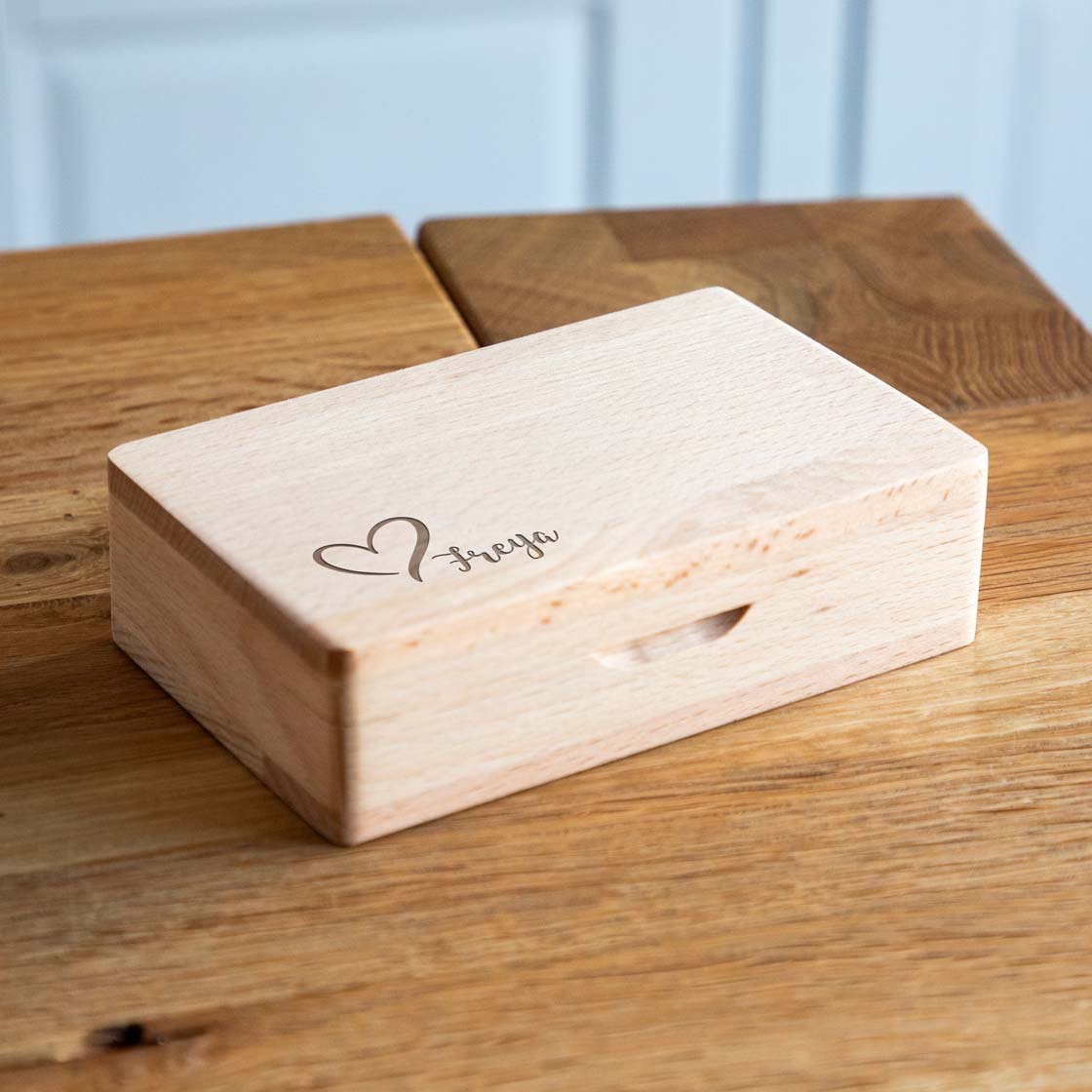 Personalised Small Wooden Jewellery Box With Heart 13cm x 8cm