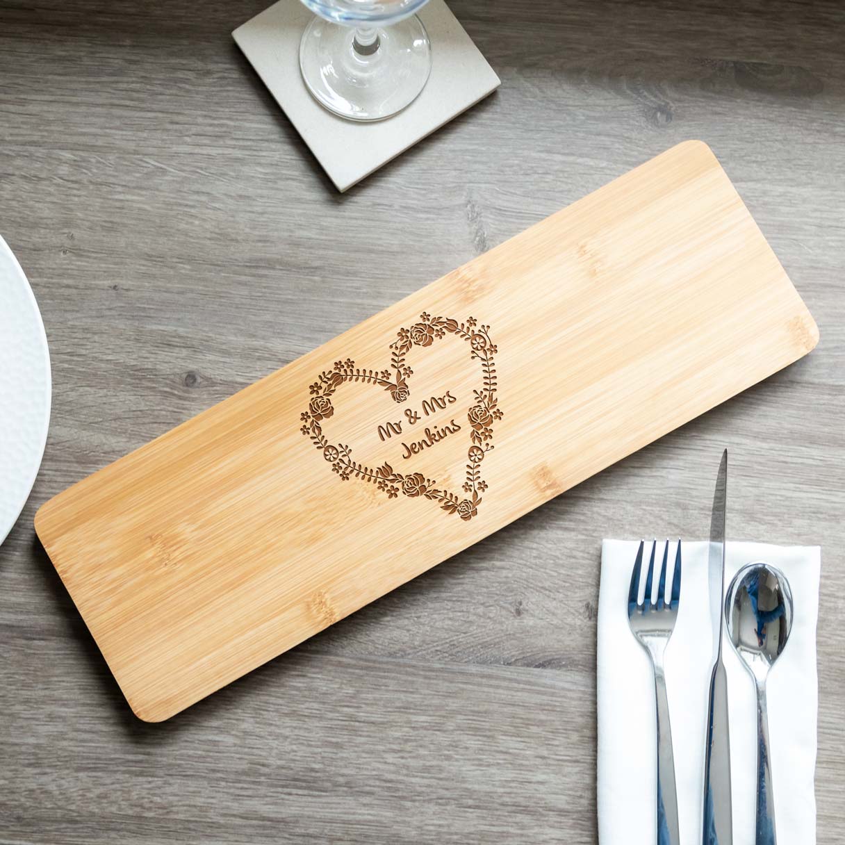 Personalised Wedding Gift Bamboo Serving Board