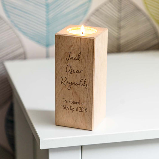 Personalised Christening Keepsake Candle Holder