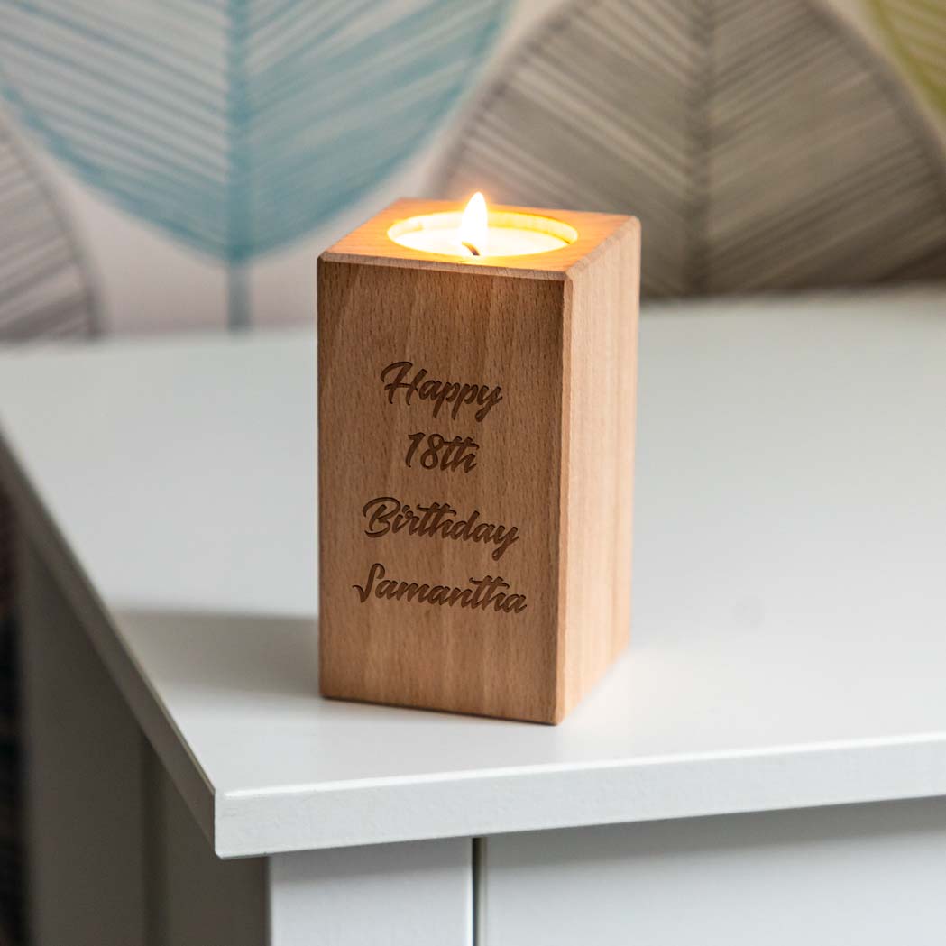 Personalised Happy 18th Birthday Candle Holder Gift