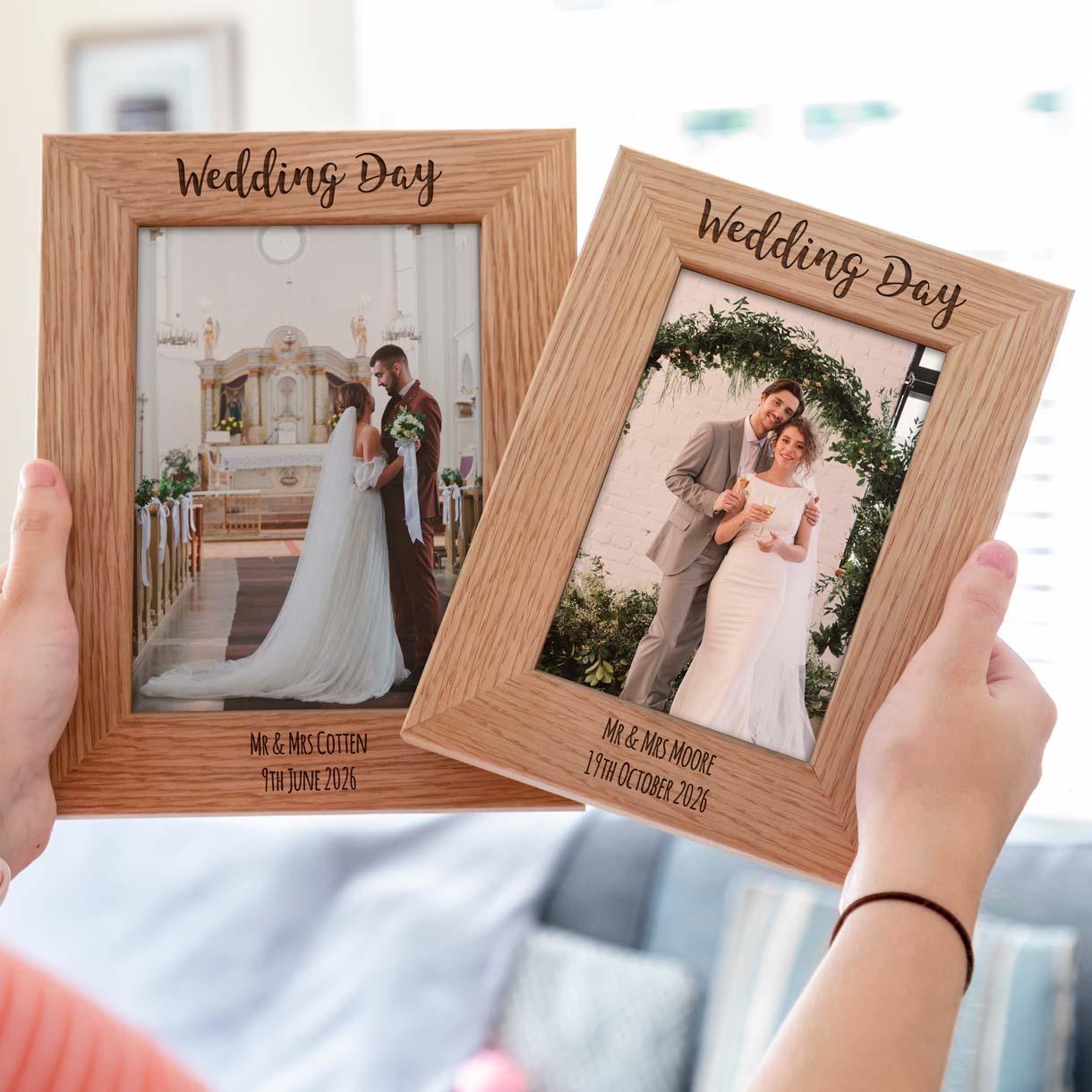 Personalised Wedding Day Oak Photo Frame