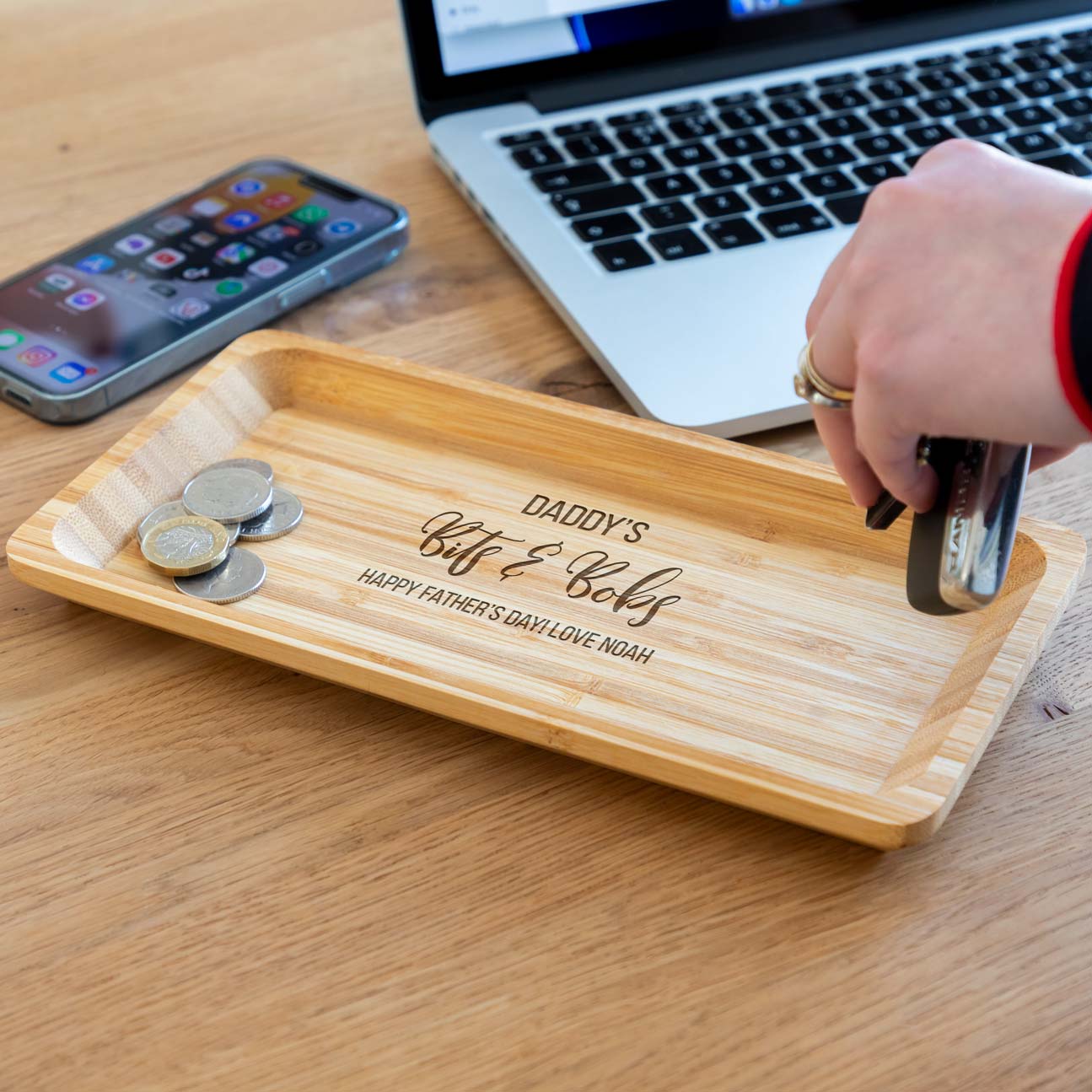 Personalised Bits and Bobs Bamboo Tray