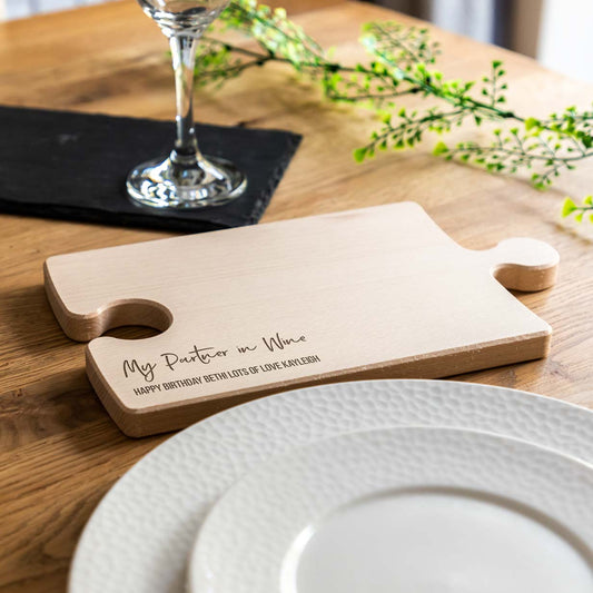 Personalised My Partner In Wine Glass Holder Serving Board