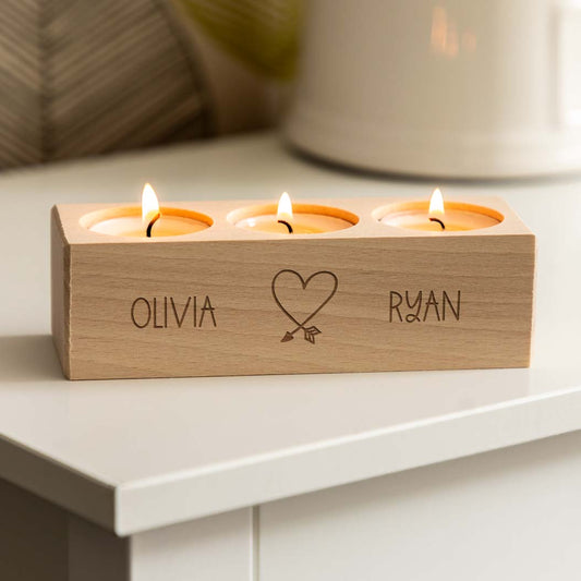 Personalised Heart Candle Holder Gift For Couple