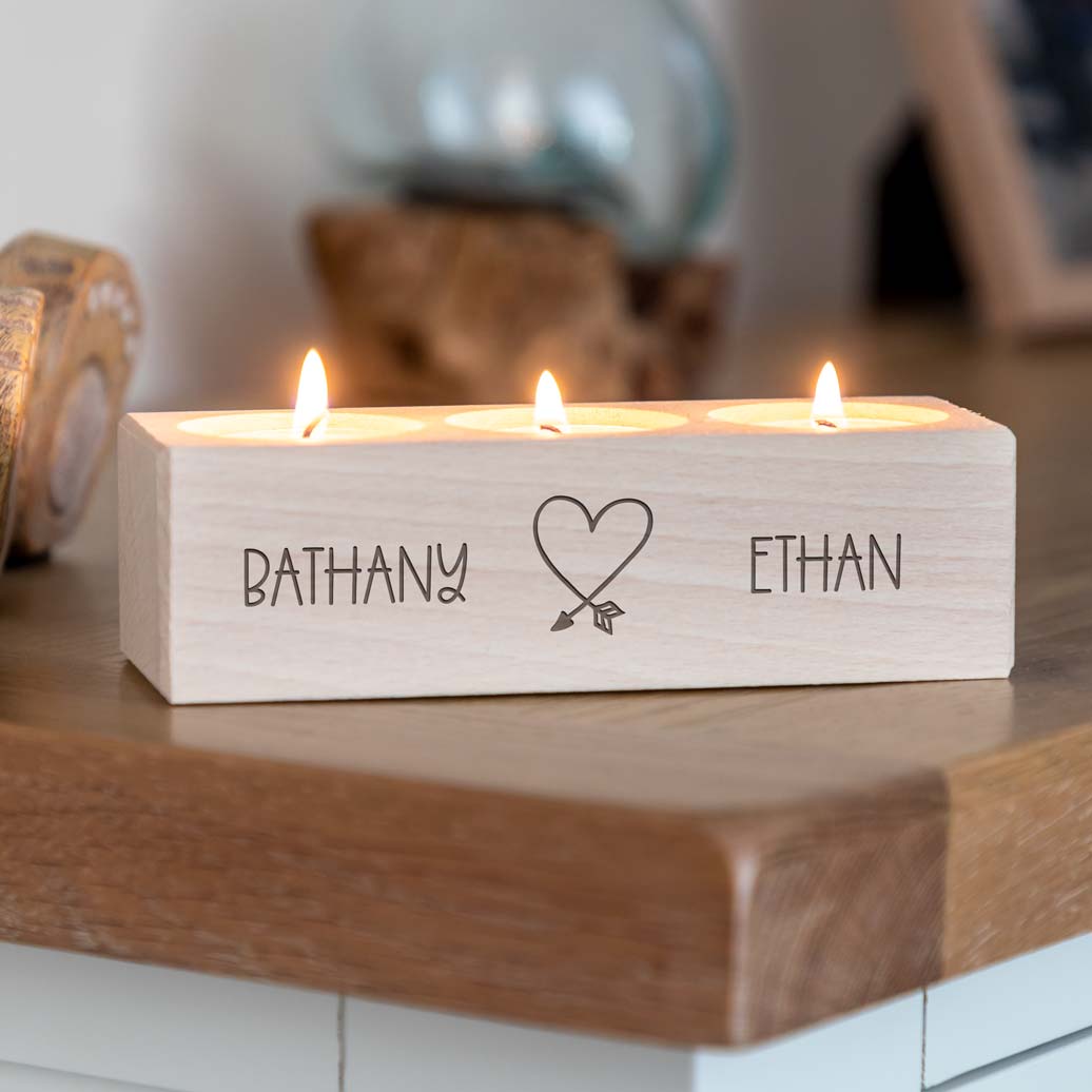 Personalised Heart Candle Holder Gift For Couple