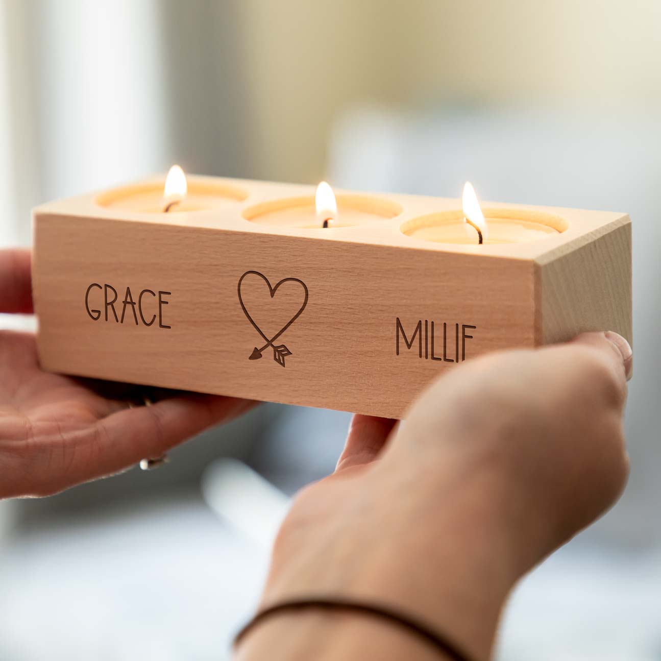 Personalised Heart Candle Holder Gift For Couple