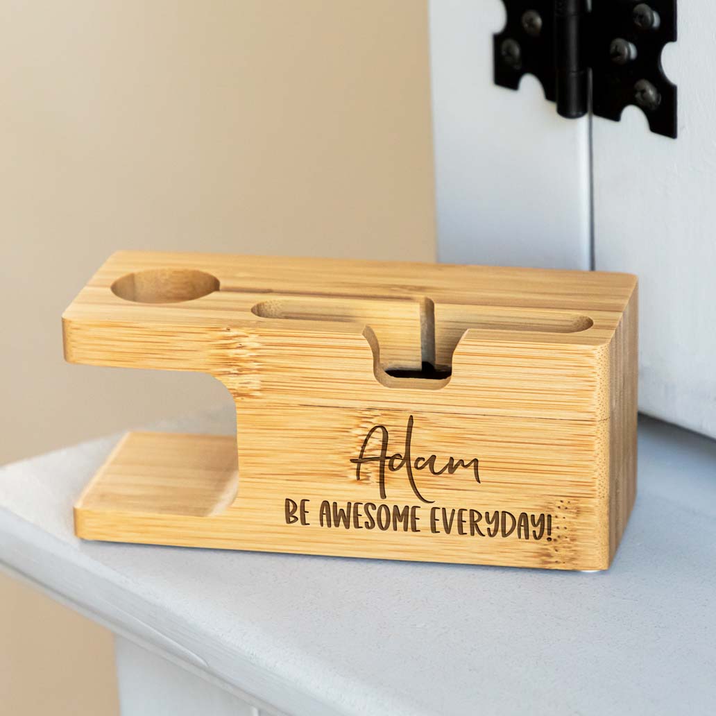 Personalised Be Awesome Everyday Apple Charging Station