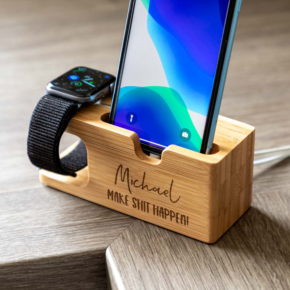 Personalised Apple Charging Station Make Shit Happen