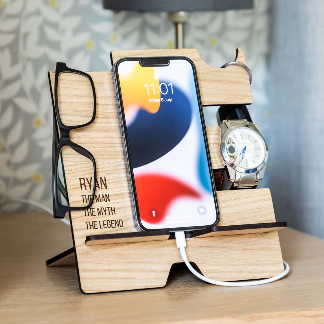 Personalised Smartphone Charging Stand Man Myth Legend