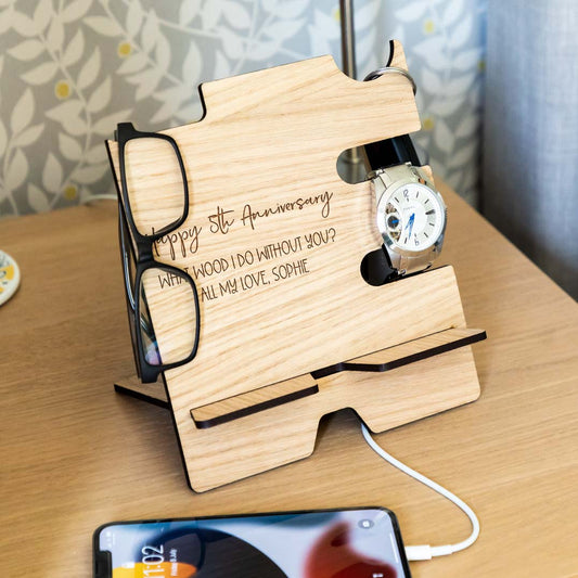 Personalised Smartphone Charging Stand 5th Anniversary Gift