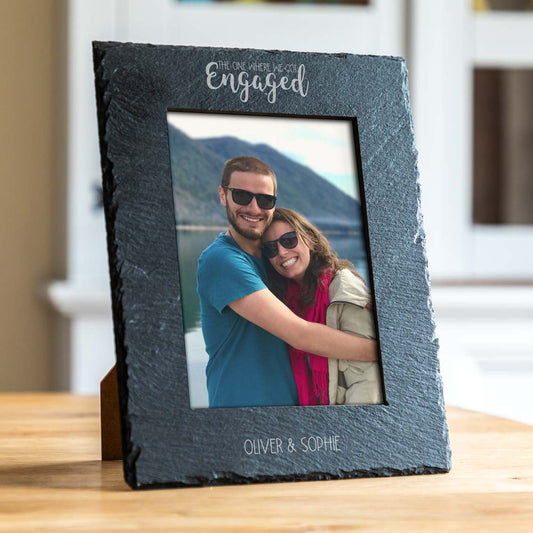 Personalised The One Where We Got Engaged Slate Photo Frame