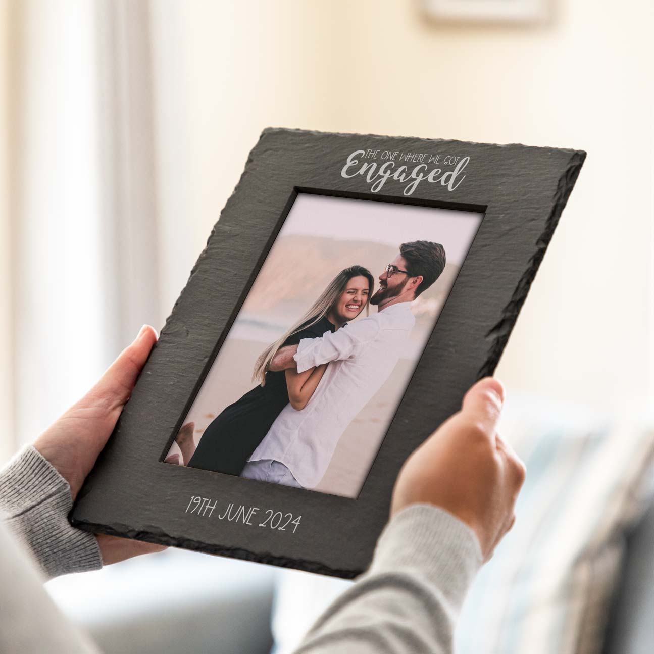 Personalised The One Where We Got Engaged Slate Photo Frame