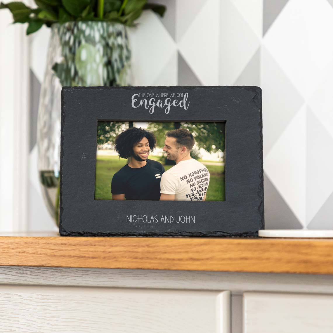 Personalised The One Where We Got Engaged Slate Photo Frame