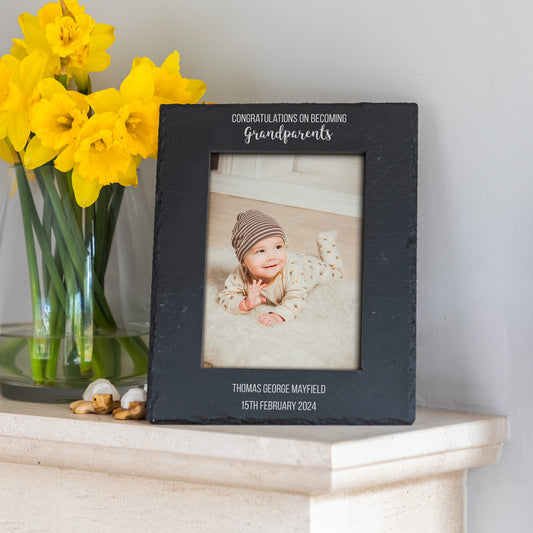 Personalised Becoming Grandparents Slate Photo Frame Gift