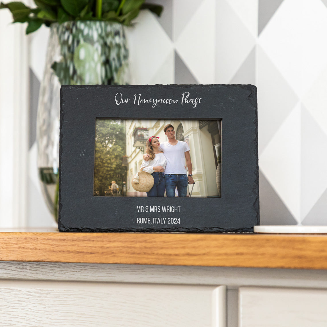 Personalised Honeymoon Phase Slate Photo Frame