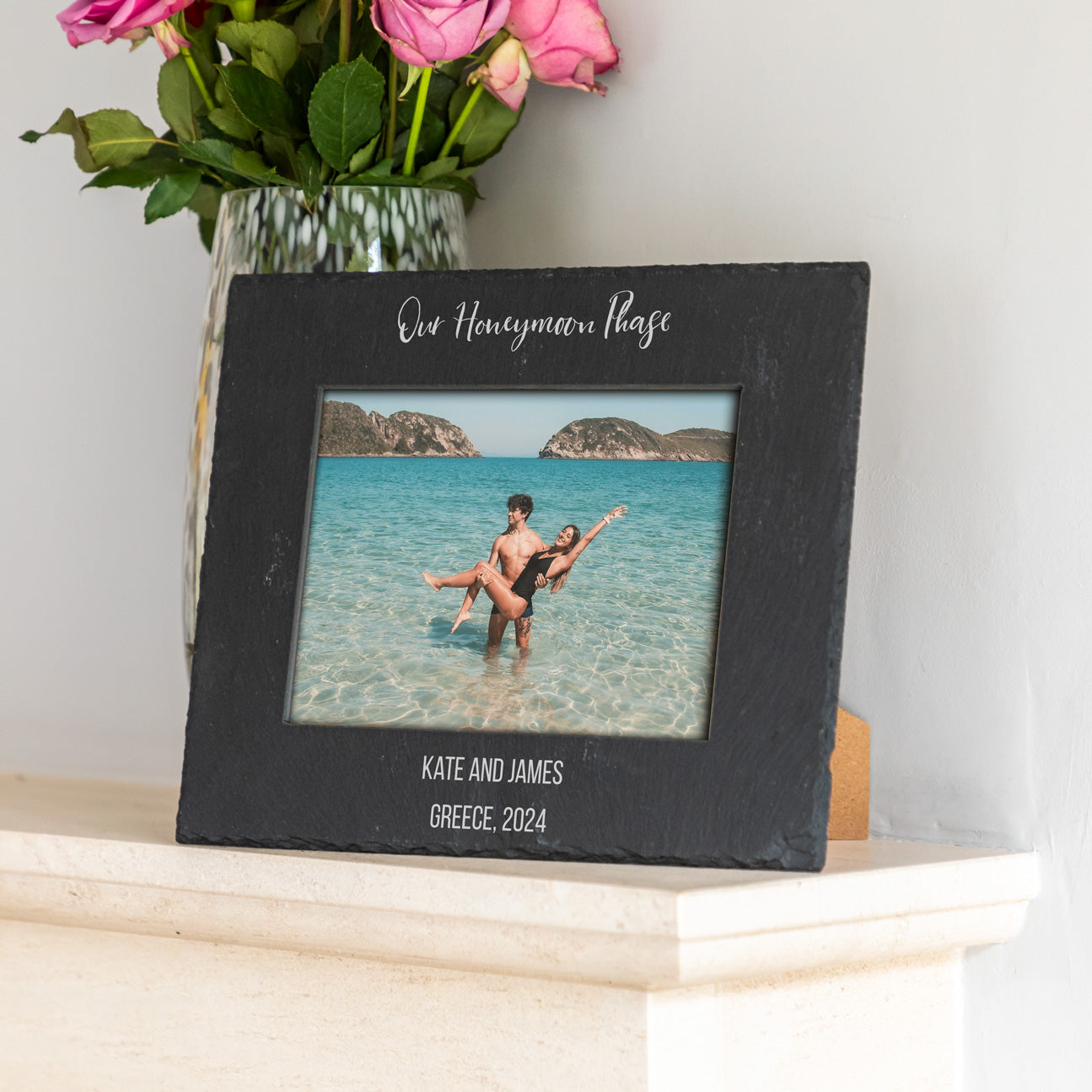 Personalised Honeymoon Phase Slate Photo Frame