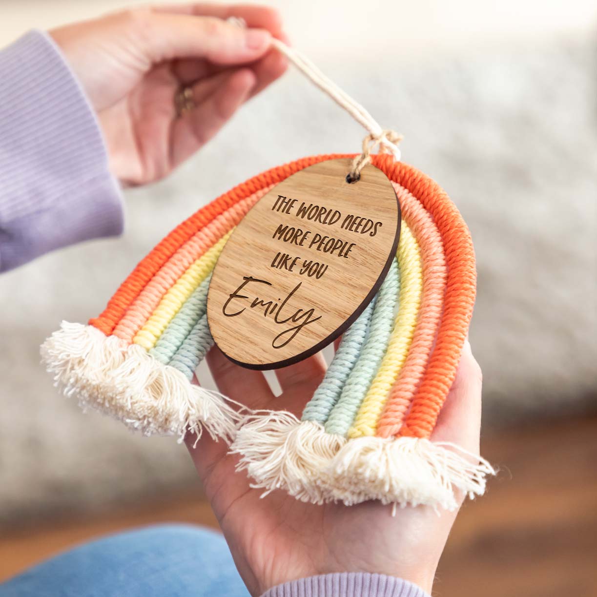 Personalised Macrame Rainbow Sign Thank You Gift