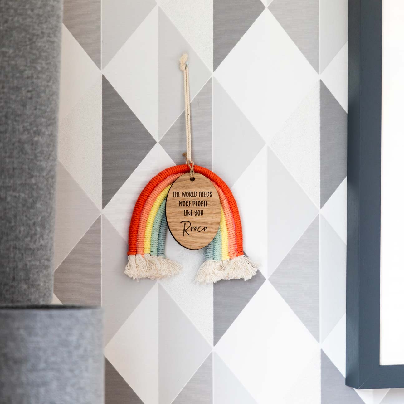 Personalised Macrame Rainbow Sign Thank You Gift