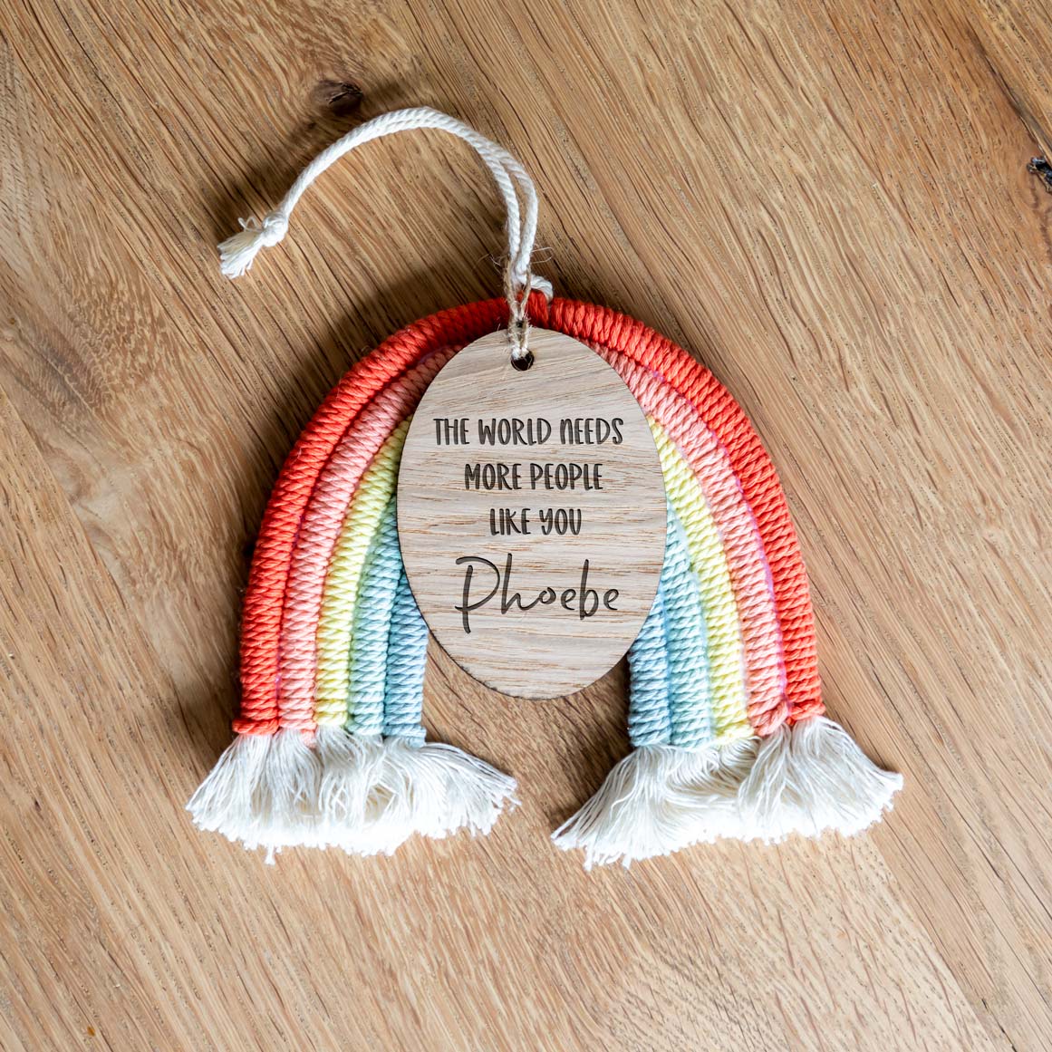 Personalised Macrame Rainbow Sign Thank You Gift