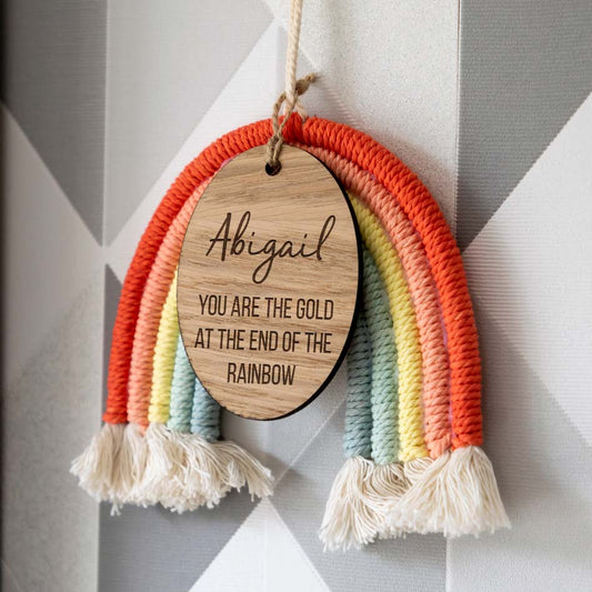 Personalised You Are The Gold Macrame Rainbow Sign