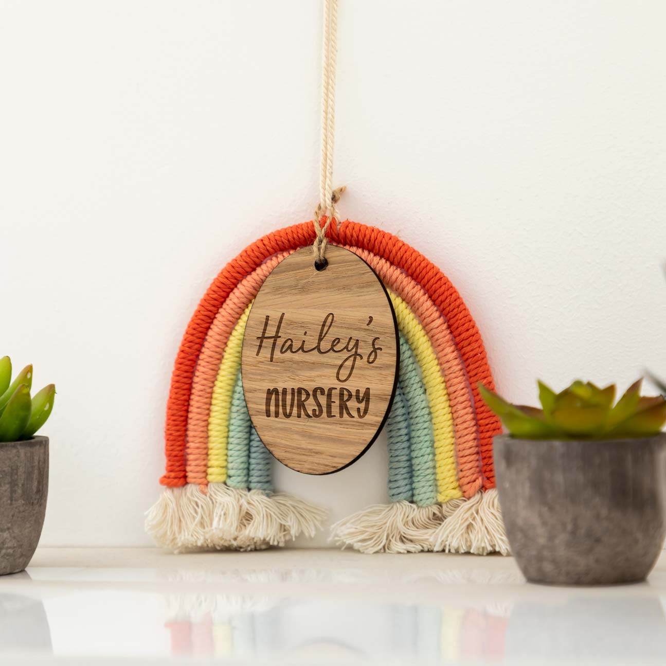 Personalised Macrame Rainbow Sign Nursery Sign Gift