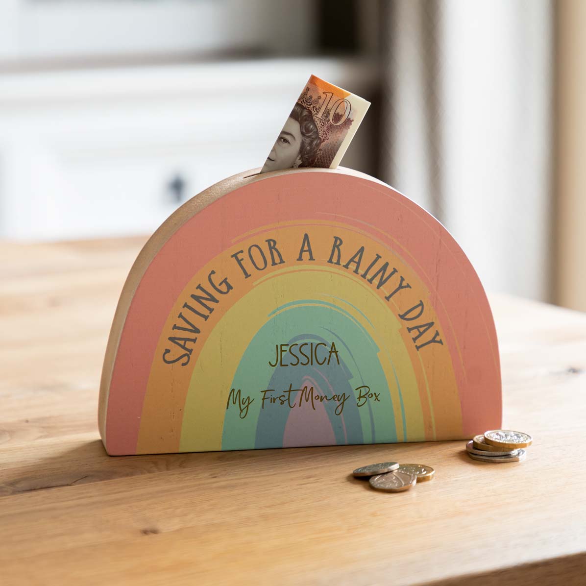 Personalised My First Rainbow Money Box